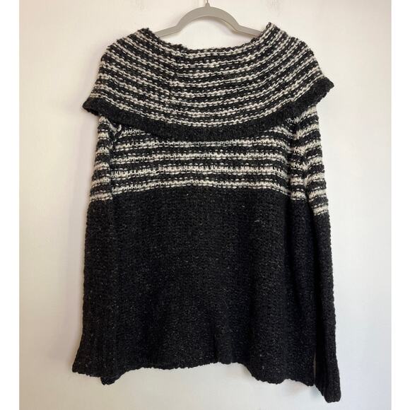 Free People Engineer Striped Cowl Neck Sweater Size S Wool Linen Mohair Boho - Picture 2 of 7